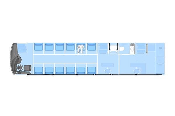 Plano dos 12 compartimentos de isolamento de tipo sentado